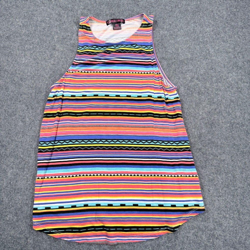 Rock & Roll Cowgirl Womens XS Serape Stripe Sleeveless Tank Top Multi-Color